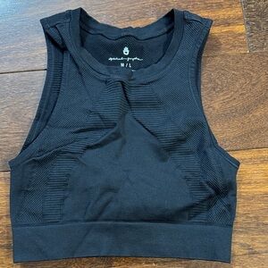 Spiritual Gangster Black Ribbed Crop Tank Top